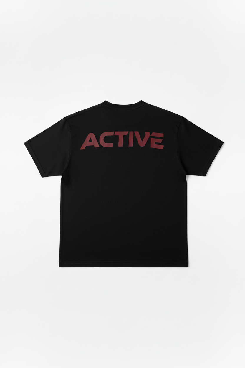 THE 'PUMP-COVER' ACTIVE TEE black w/ red