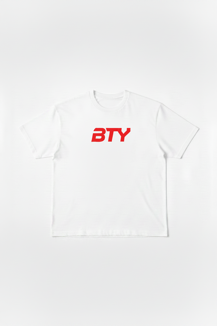 THE 'PUMP-COVER' ACTIVE TEE white w/ red