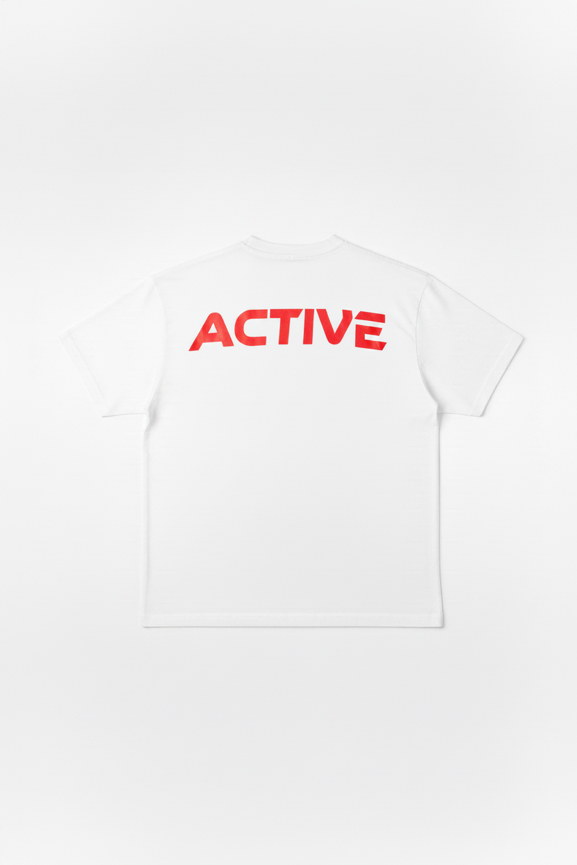 THE 'PUMP-COVER' ACTIVE TEE white w/ red
