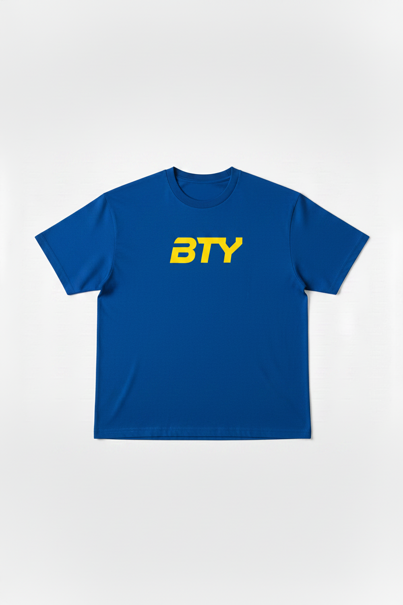 THE 'PUMP-COVER' ACTIVE TEE blue w/ yellow